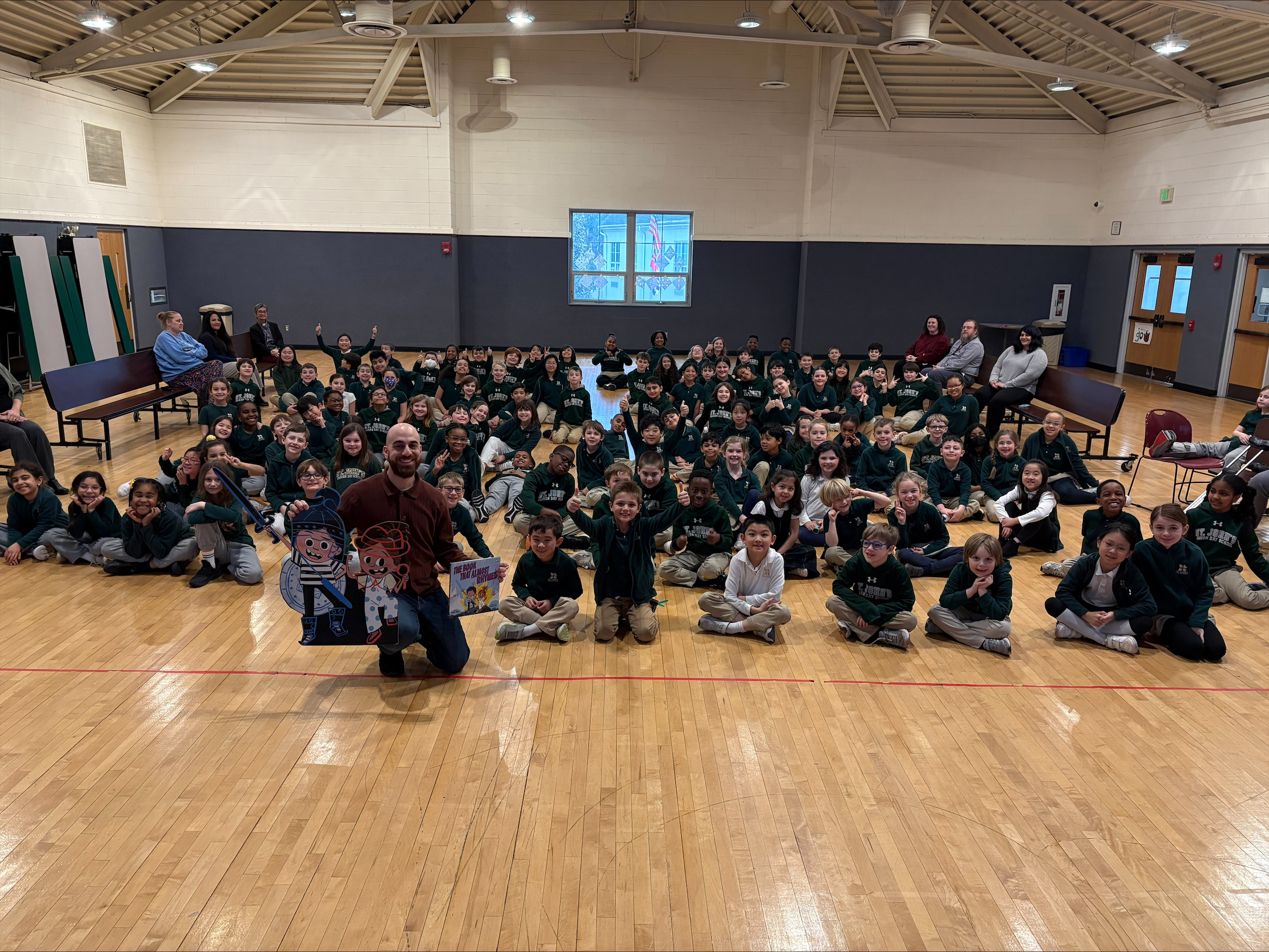 Omar with readers at St. John's Parish Day School
