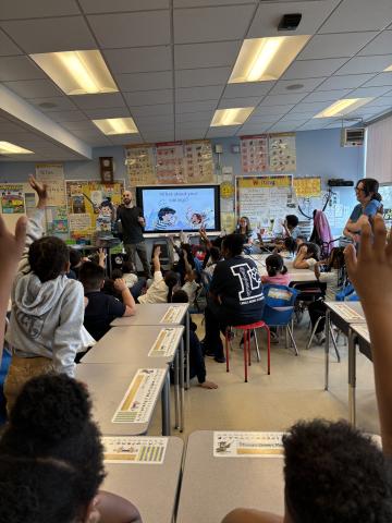 Kids raising hands